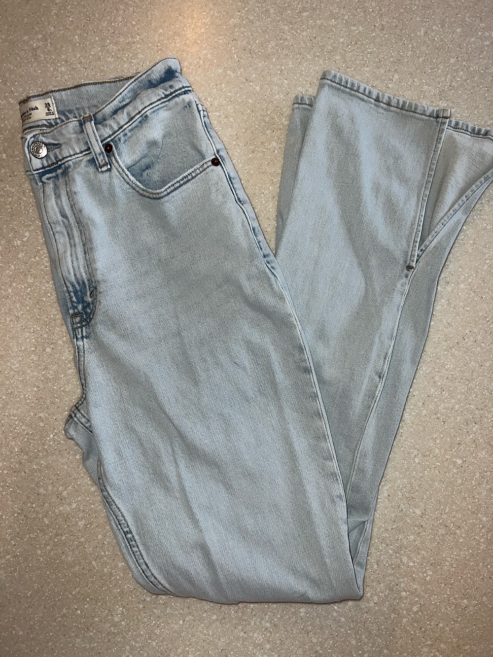 Abercrombie & Fitch Light Blue Slim Straight-Leg Ultra High Rise Curve Love